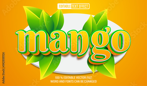Editable 3d text style effect - Mango Fruit text effect Template