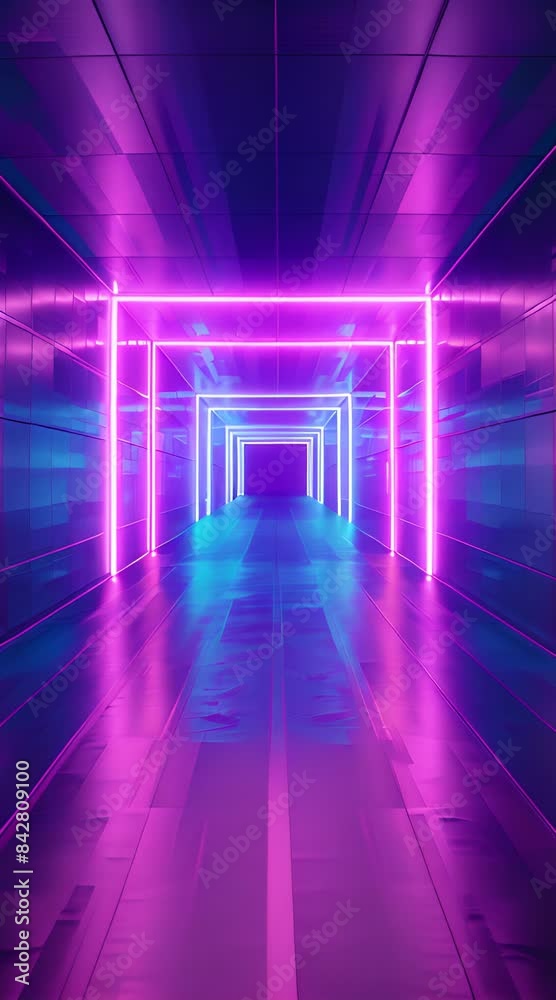 abstract background of futuristic corridor with purple and blue neon lights 4K Video abstract background of futuristic corridor with purple and blue neon lights 4K Video