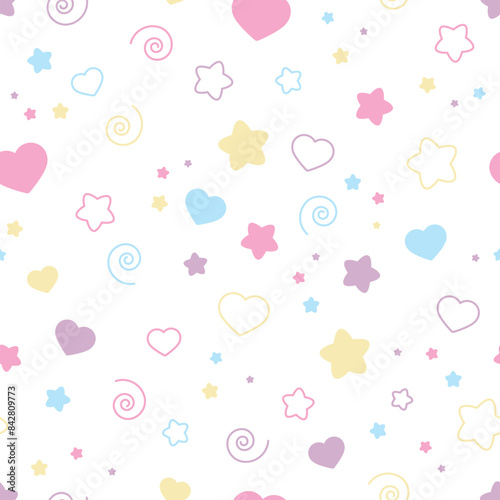 Cute pattern with stars and hearts