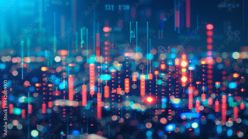 Fototapeta premium Abstract data visualization with glowing blue and red elements