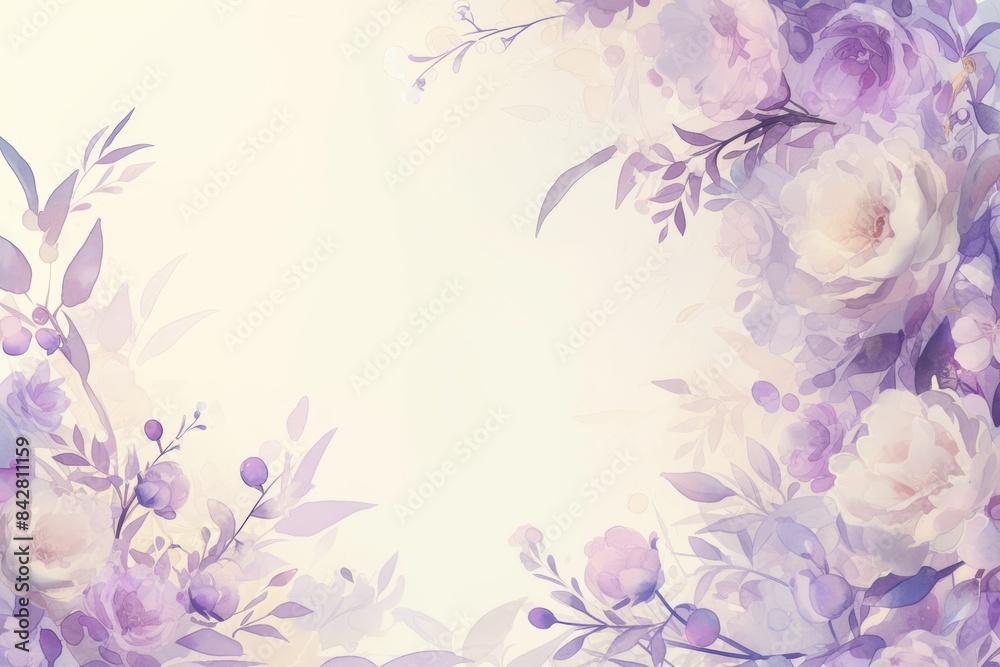 Obraz premium Romantic Floral Watercolor Frame with Soft Pastels and Roses