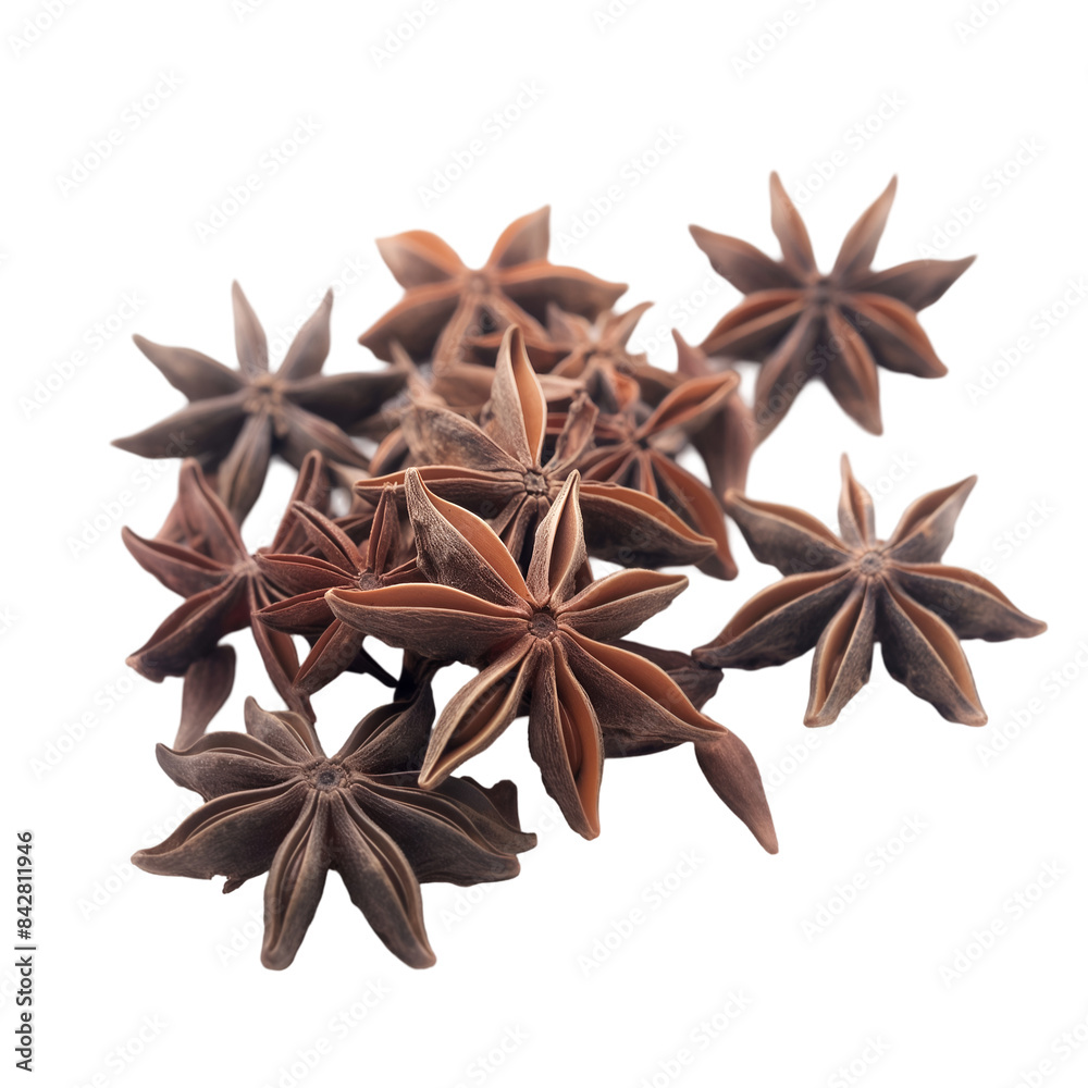 Anise, Saunf, Spice, Isolated on Transparent Background, Graphic Resource for Food Advertising, Menu Design, Website Banners, Packaging, and Social Media Campaigns 
