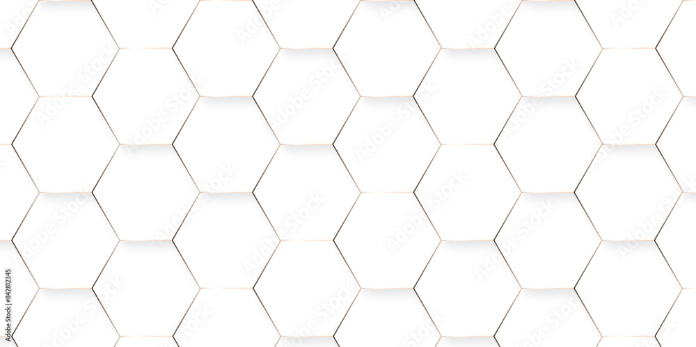 Fototapeta premium Abstract background with hexagons. Geometric hexagon polygonal pattern background vector. seamless bright white abstract honeycomb grid 3d cell tile technology texture backdrop concept.