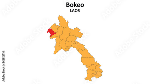 Bokeo Map in Laos. Vector Map of Laos. Regions map of Laos. photo
