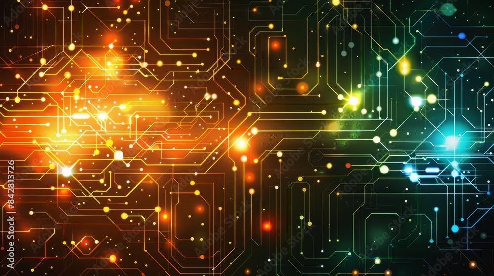 Obraz premium Abstract tech network with glowing points and connections