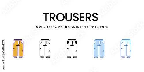 Trousers icons vector set stock illustration.