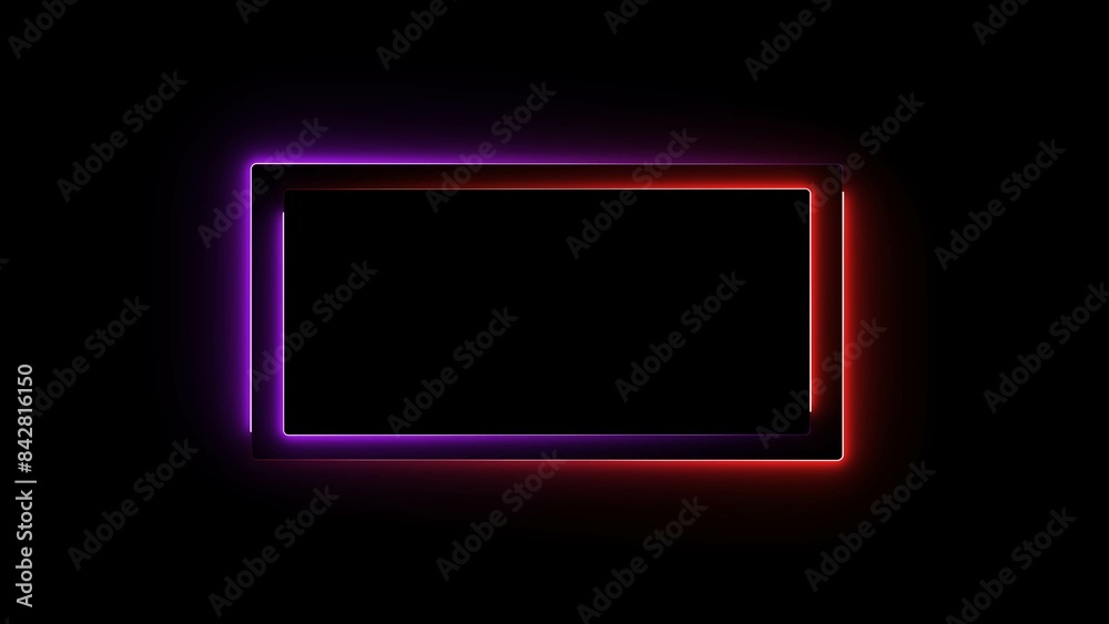 Glowing neon effect rectangle frame illustration isolated on black background. Glowing neon effect rectangle frame illustration isolated on black background.