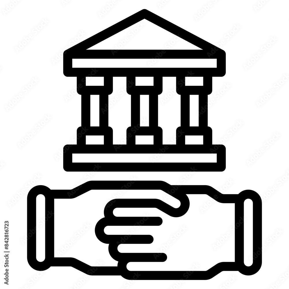 bank shake hand investor outline icon and illustration bank shake hand investor outline icon and illustration