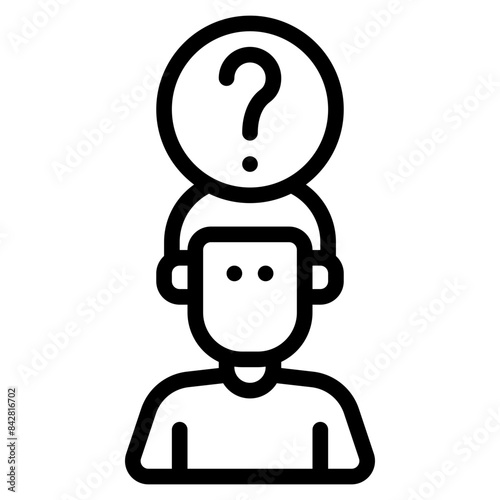 ask think ponder outline icon and illustration