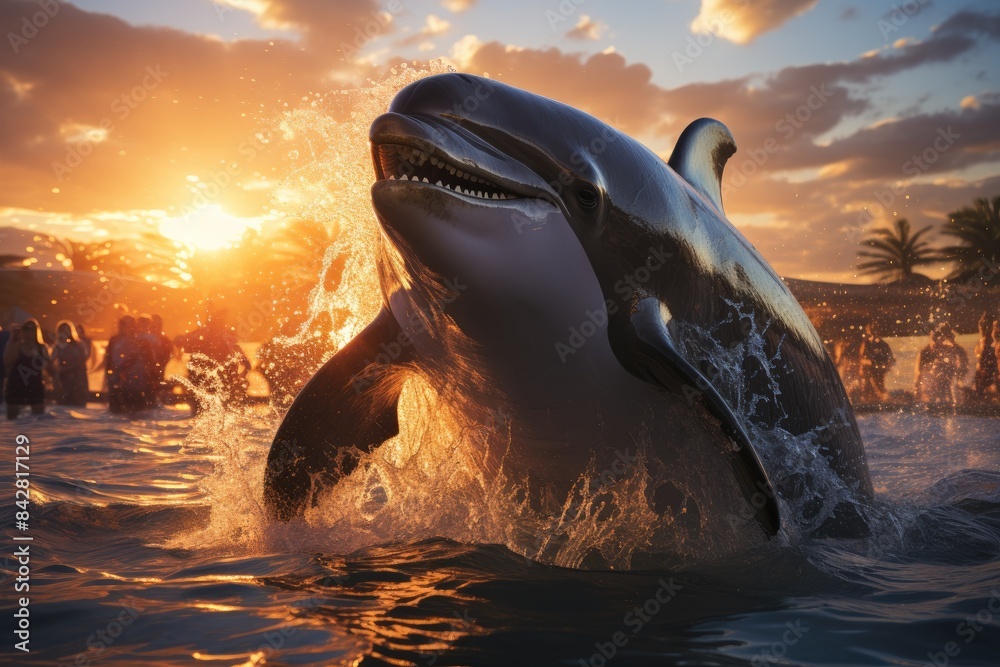 Show at SeaWorld Dolphins, Orcas and Marvel Flend., generative IA