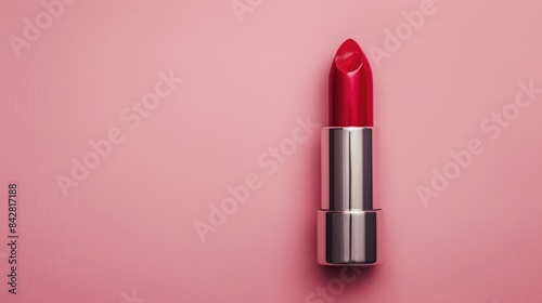 Express your beauty: Red lipstick pops against a subtle pink background, inviting you to showcase your inner confidence and style