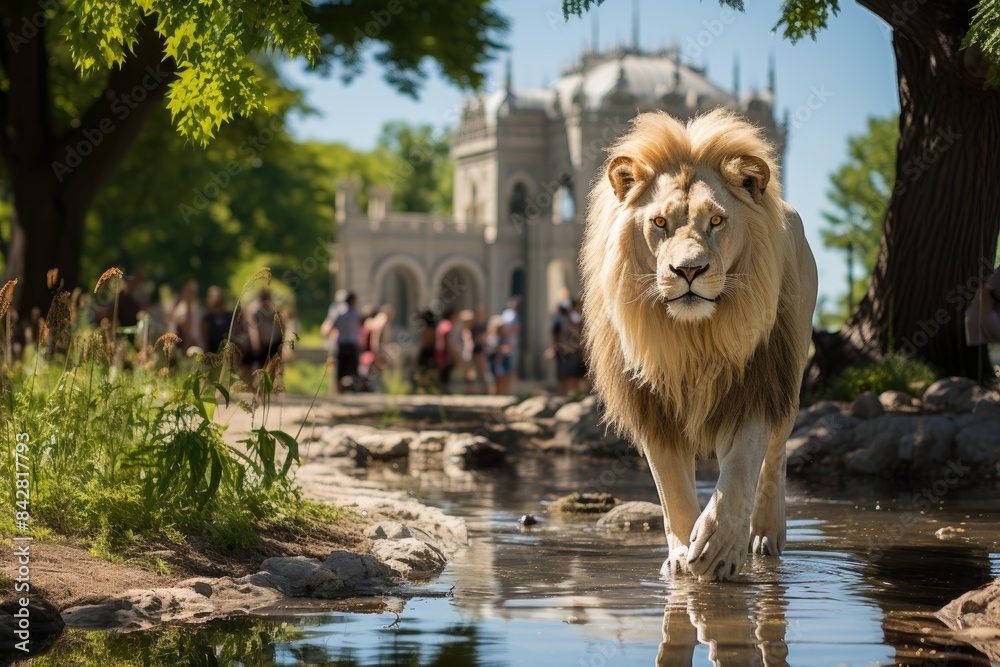 Majestic entry of Lincoln Park Zoo in Chicago, with stunning animals and landscapes., generative IA