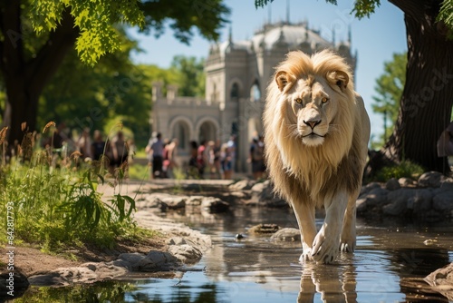 Obraz na płótnie Majestic entry of Lincoln Park Zoo in Chicago, with stunning animals and landscapes., generative IA w salonie