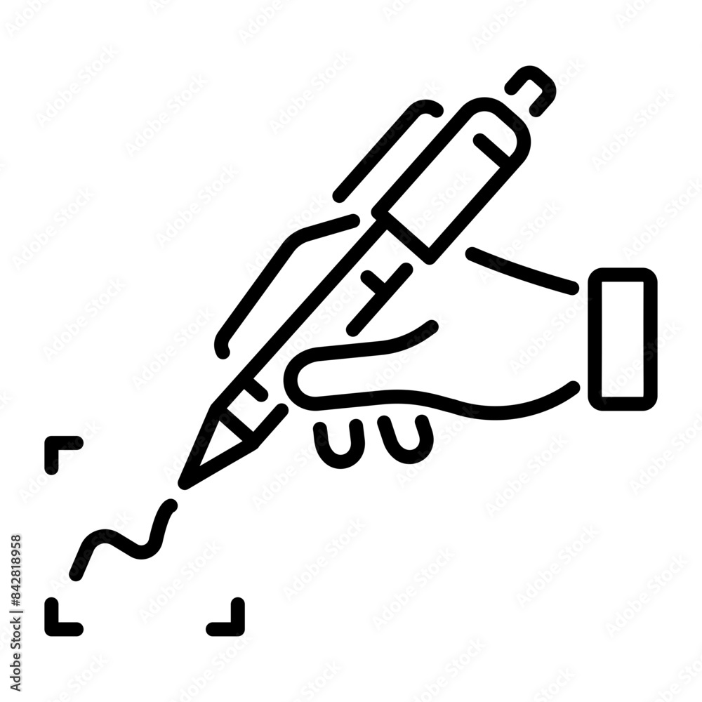Scalable linear icon depicting signature scan Scalable linear icon depicting signature scan