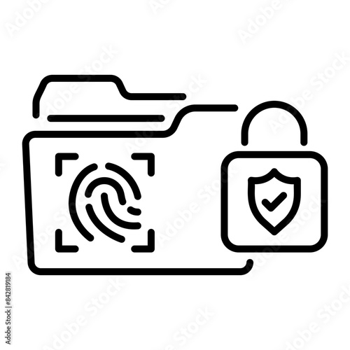 Premium line style icon of fingerprint file 