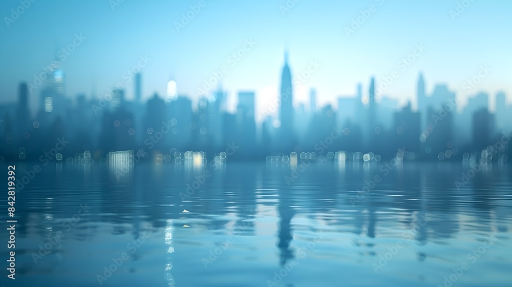 Fototapeta premium Defocused New York City Skyline at Distance with Ample Copy Space