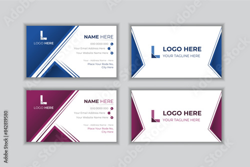 Corporate business card deisgn with abstract shape.