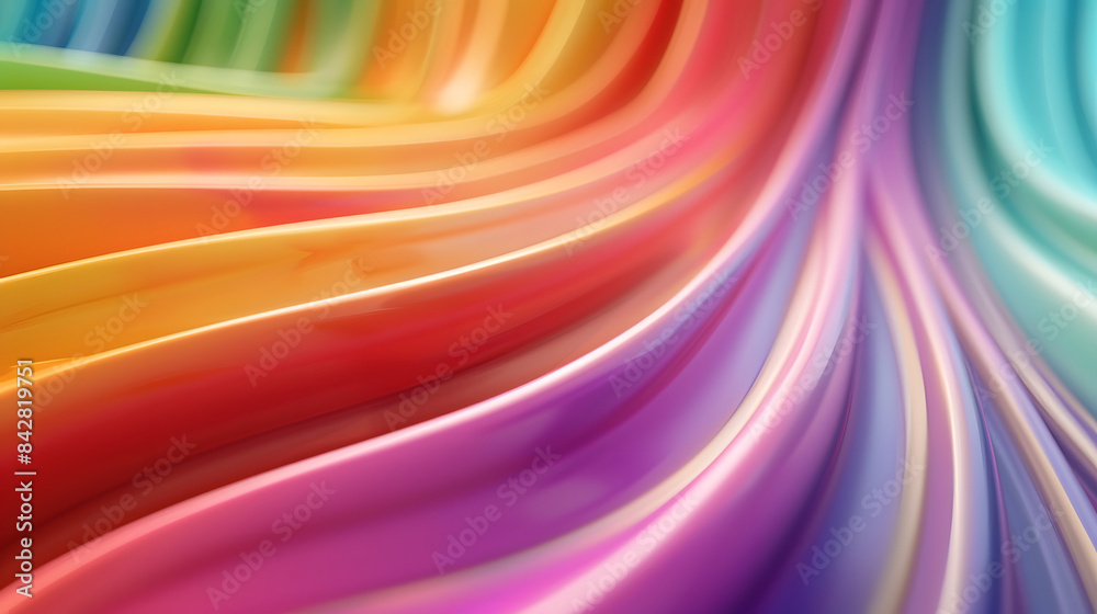 Naklejka premium Colorful curved lines. rainbow color swirls. 3d rendering abstract background 
