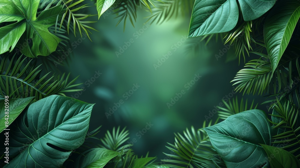 Lush green tropical foliage background, nature concept Lush green tropical foliage background, nature concept