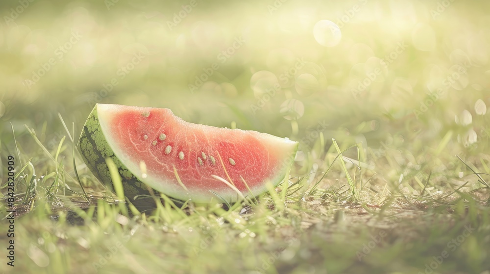 Slice watermelon on the grass Slice watermelon on the grass