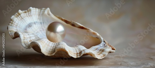 A pearl nestled in an uncovered shell.