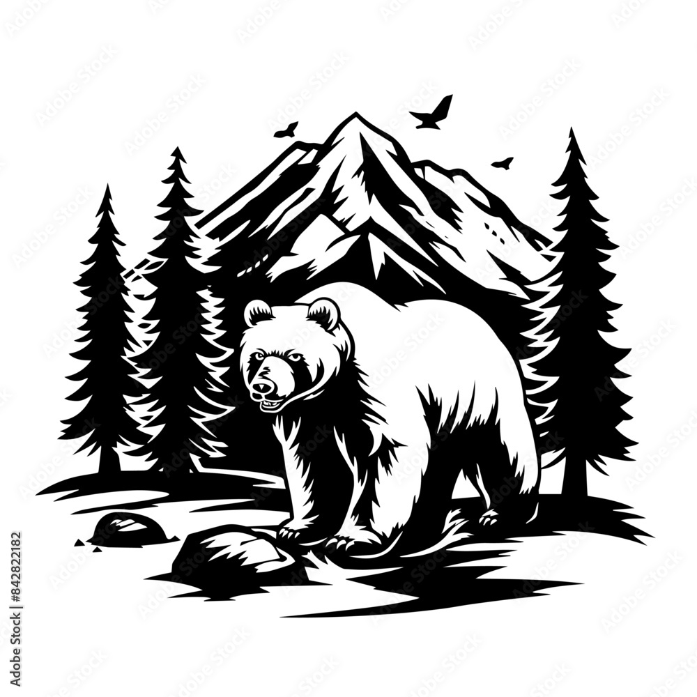 Obraz premium beer camping illustration on white background