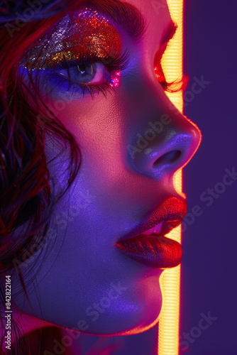 Close-up of a drag queenâ€™s lips, perfectly painted with bold lipstick,