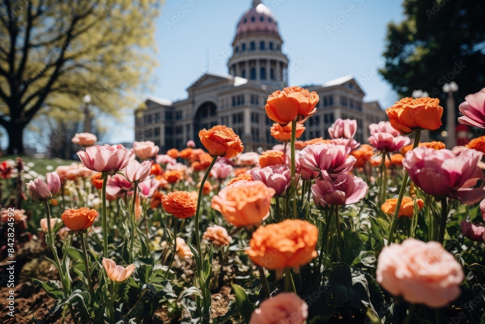 Gardens and Monuments in Bicentennial Park, Nashville, USA., generative IA