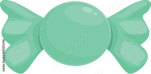 Simple illustration of a mint round candy wrapped in green foil with wings