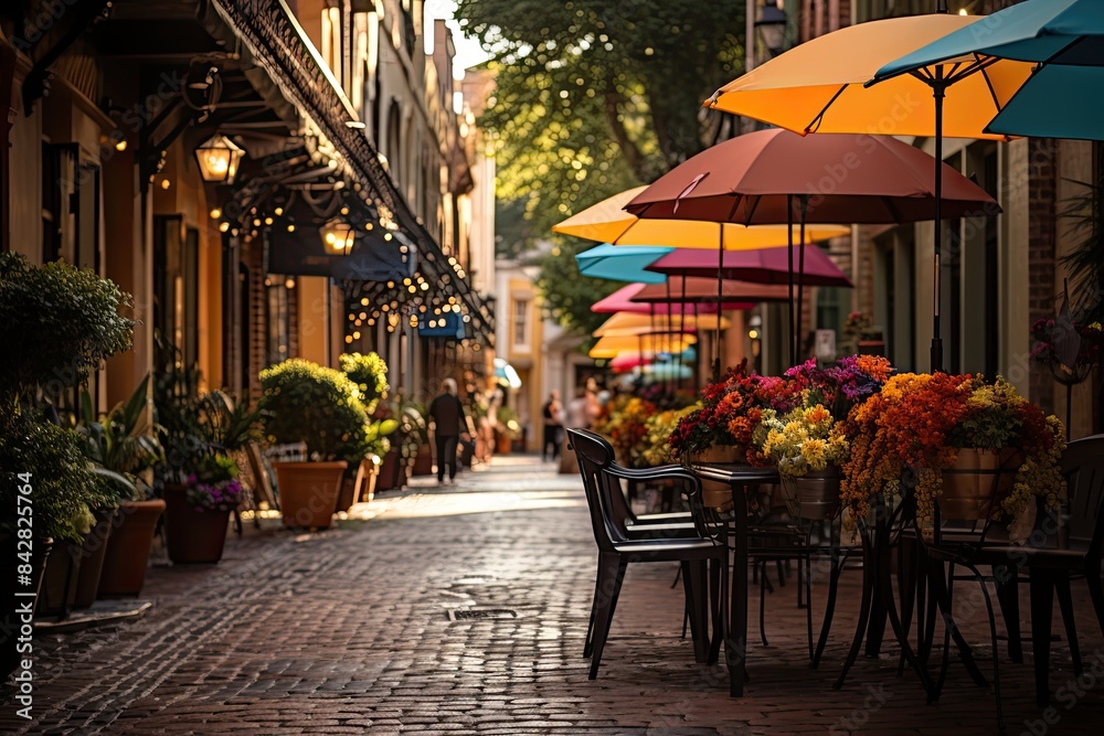 Obraz premium Examined market in Charleston, USA, with food and shopping., generative IA