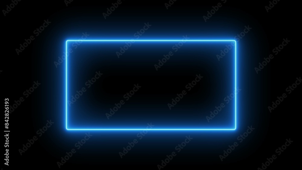 Abstract Neon Light Rectangular Frame Illustration.