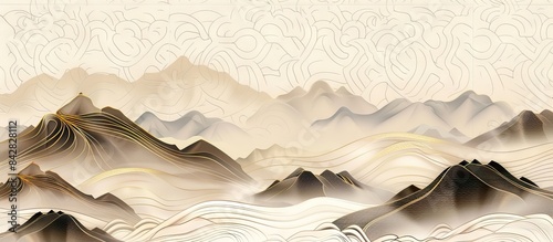 Abstract artistic background. Chinese wind wallpaper, ink wash, new Chinese style. Painting. modern Art. Wallpapers, posters, cards, murals, prints. AI generated illustration