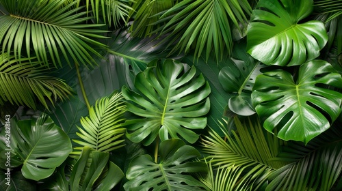 Wallpaper Mural Tropical leaves with bold green patterns, lush and vibrant Torontodigital.ca