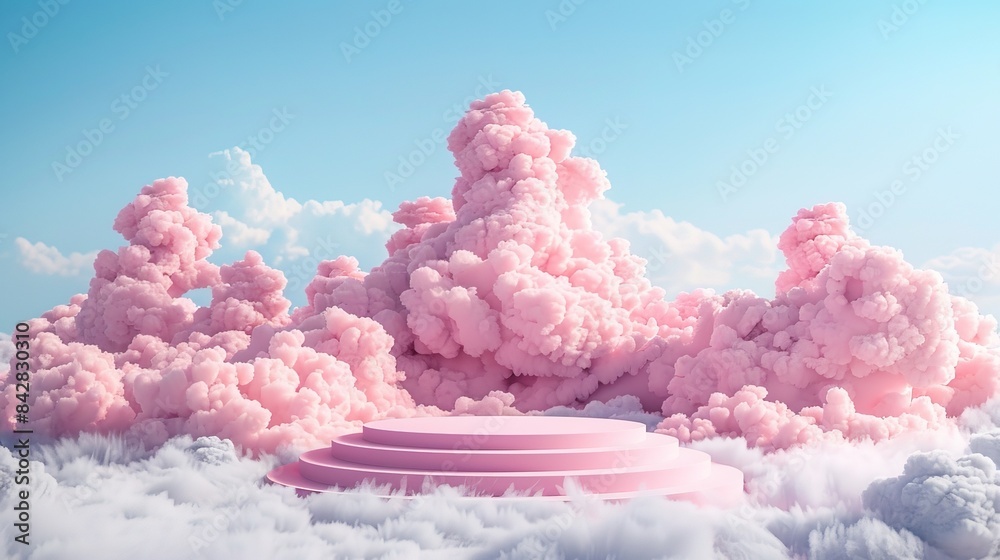 Background podium pink 3d product sky platform display cloud pastel scene render stand Background podium pink 3d product sky platform display cloud pastel scene render stand