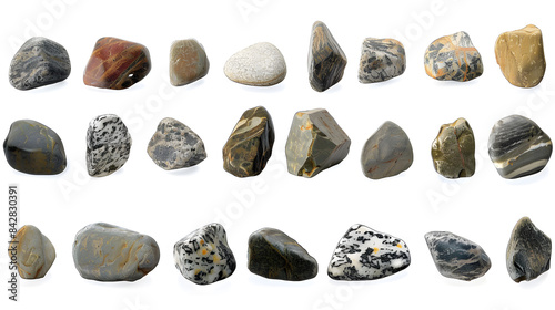 Collection of Stones isolated on white background