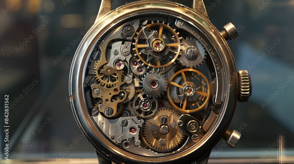 Intricate Cross Section of a Mechanical Wristwatch Showcasing Its Inner Workings Intricate Cross Section of a Mechanical Wristwatch Showcasing Its Inner Workings