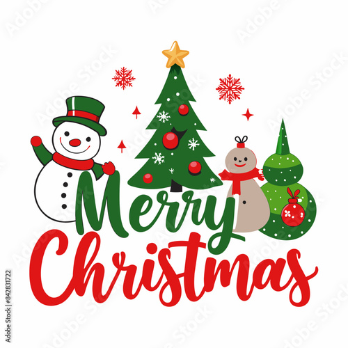Christmas greeting card with snowman vector  © Sumondesigner_42