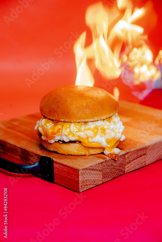 hamburger and chips