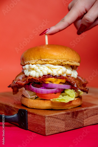burger in a hand