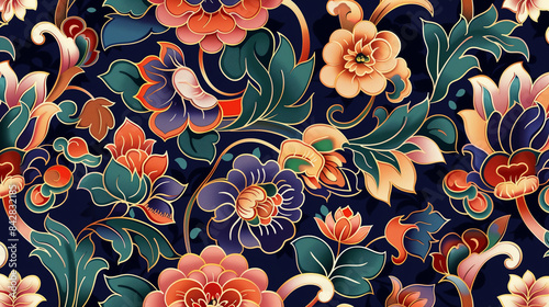 A Tapestry of Blooms in Vibrant Hues A Digital Artwork of Intricate Floral Designs