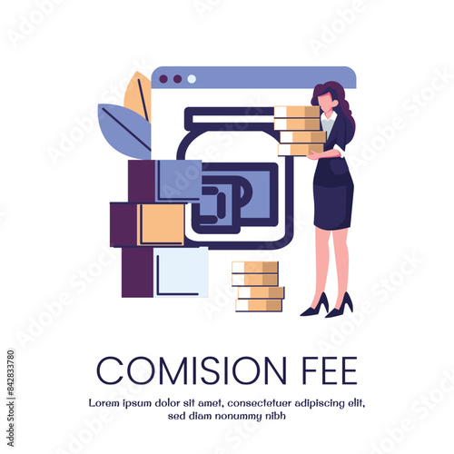 commission fee flat style illustration vector design