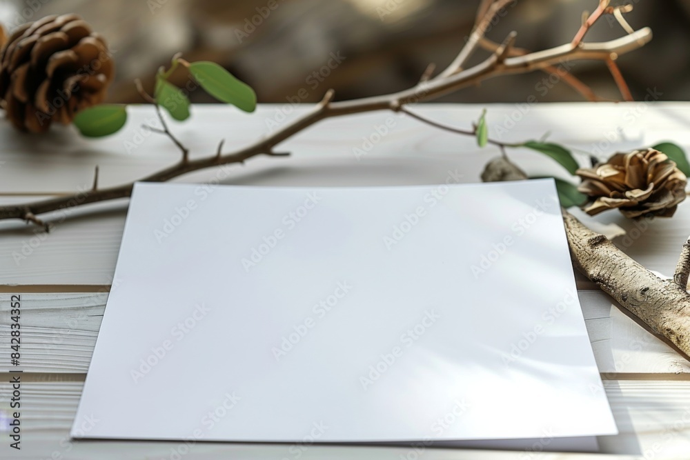 Blank paper mockup on hand created with generative AI Blank paper mockup on hand created with generative AI