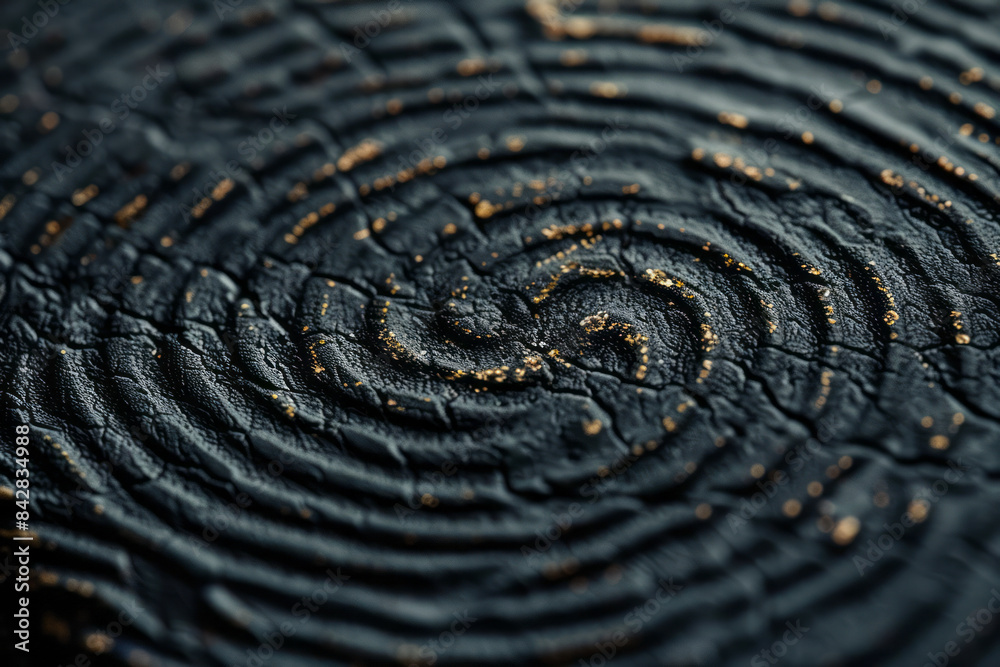 Detailed view of a fingerprint on a glossy book cover, minimalist aesthetic,