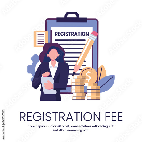 registriation fee flat style illustration vector design