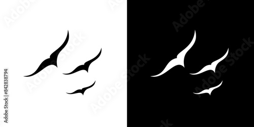 Flock flying birds vector silhouette illustration