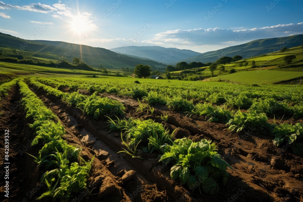 Farm Carrots and potatoes grow on earth., generative IA