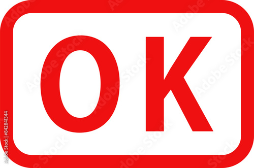 「OK」のシンプルな赤い四角いスタンプ