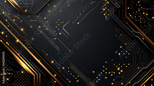 A black and gold background inspired by the digital world, photo