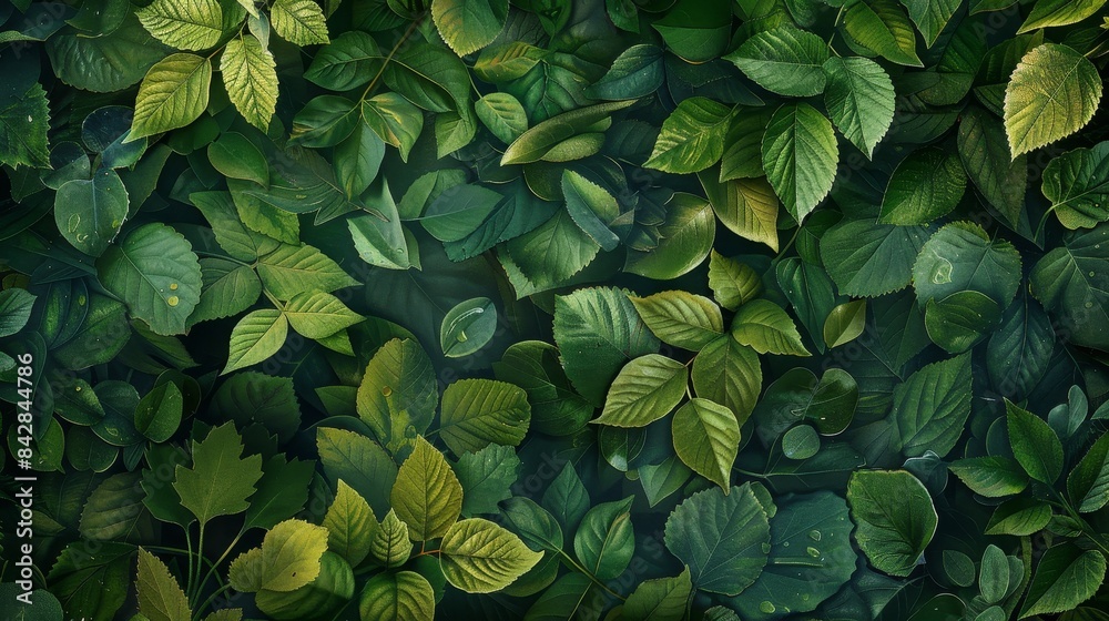 Leaf patterns with intricate designs and vibrant green hues, nature-inspired wallpaper