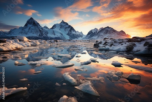 Majestic glacier reflected in glacial lake., generative IA © JONATAS